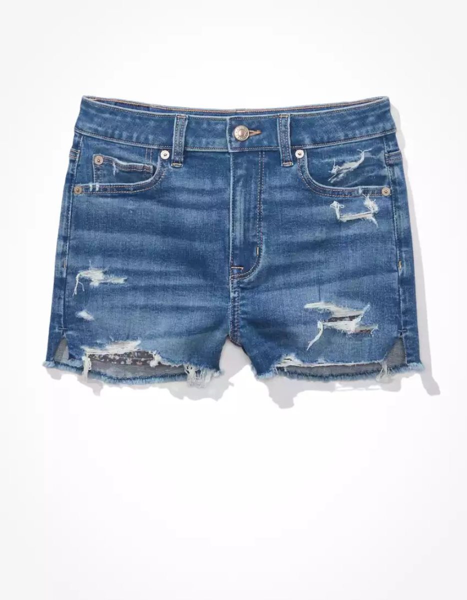 Shorts American Eagle AE Ne(x)t Level Super High-Waisted Denim Indigo Clair Femme | XQH-10289114